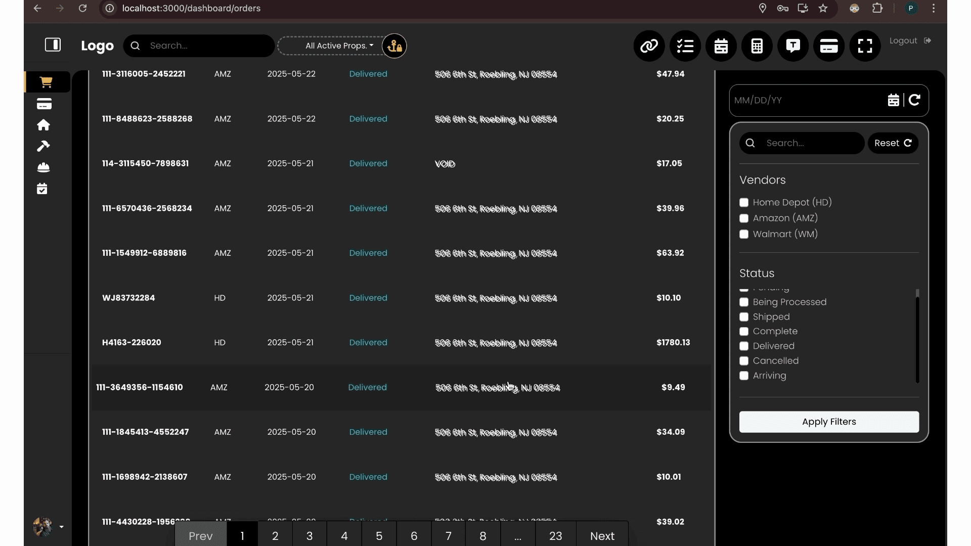 Order Tracking UI